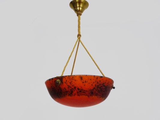 Art Nouveau 1 Fire Sink Chandelier in Marmoreal Glass Paste, 1960s-MZP-2019714