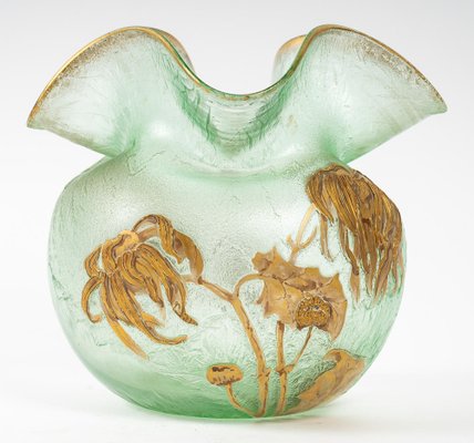 Art Nouveau Acid Frosted Globular Vase from Mont-joye-UQL-1187613