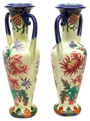 Art Nouveau Amphora Vases from Longchamp, 1900s, Set of 2-JCN-1716365