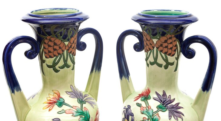 Art Nouveau Amphora Vases from Longchamp, 1900s, Set of 2-JCN-1716365