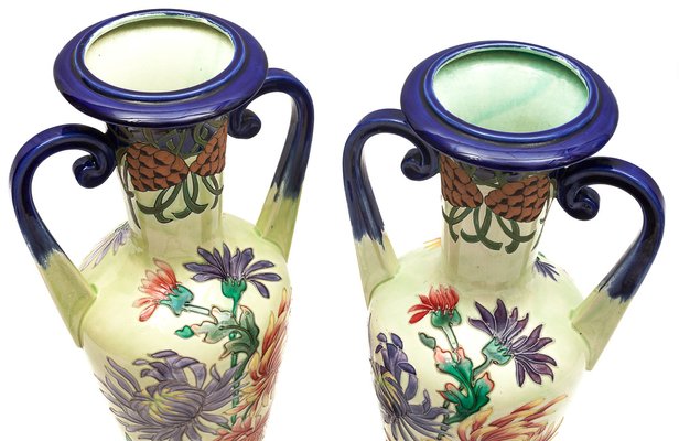 Art Nouveau Amphora Vases from Longchamp, 1900s, Set of 2-JCN-1716365