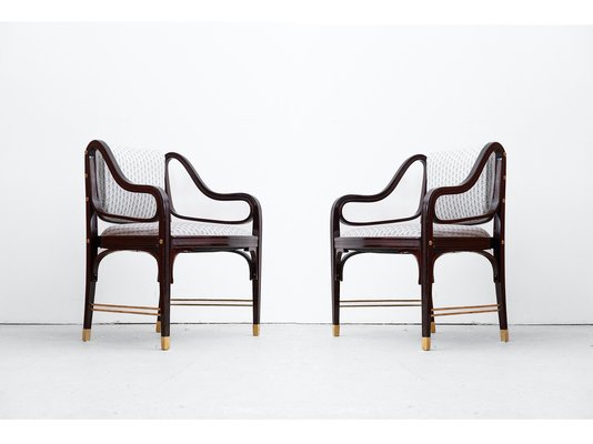 Art Nouveau Armchair Chairs by Otto Wagner for Jacob & Josef Kohn, 1890s, Set of 2-ZNO-1777519