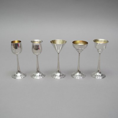 Art Nouveau Art Deco 830 Wilken Silver Cups, 1890s, Set of 6-RST-1371913