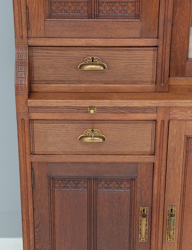 Art Nouveau Arts & Crafts Bookcase in Oak by H.F. Jansen & Zonen, Amsterdam, 1905