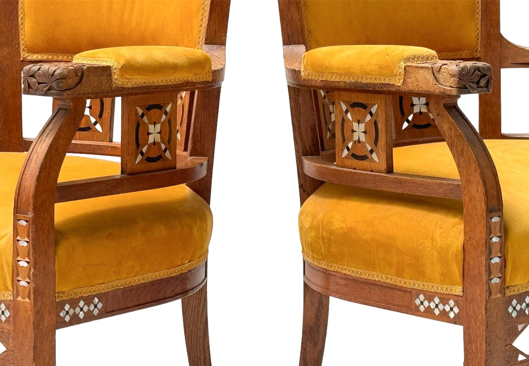 Art Nouveau Arts & Crafts Oak Armchairs by H.F. Jansen & Zonen Amsterdam, 1890s, Set of 2