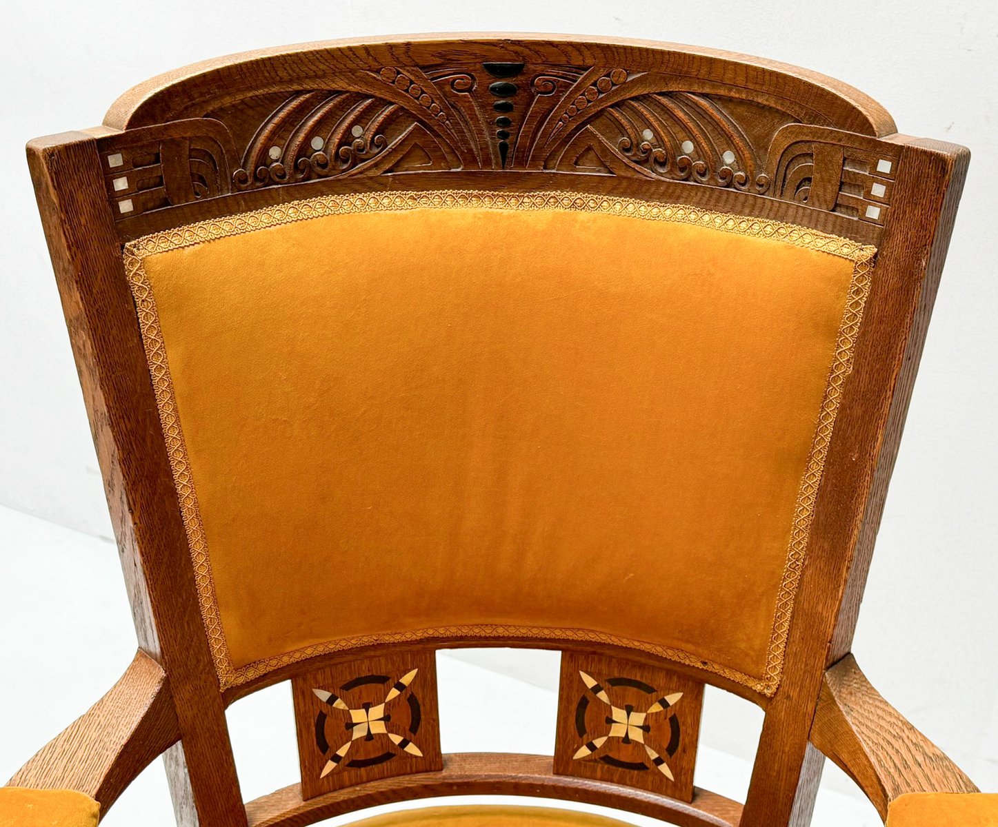 Art Nouveau Arts & Crafts Oak Armchairs by H.F. Jansen & Zonen Amsterdam, 1890s, Set of 2