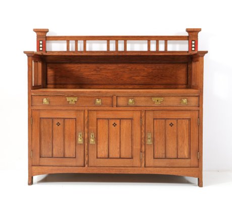 Art Nouveau Arts & Crafts Oak Buffet or Cupboard by H.F. Jansen & Zonen, 1900s-MY-1353172