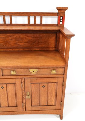 Art Nouveau Arts & Crafts Oak Buffet or Cupboard by H.F. Jansen & Zonen, 1900s-MY-1353172