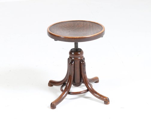 Art Nouveau Austrian Beech Bentwood Revolving Stool by Thonet, 1910s-MY-664853