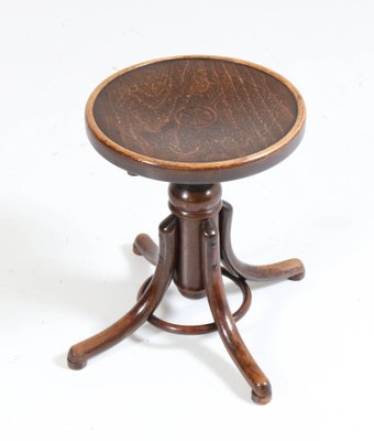 Art Nouveau Austrian Beech Bentwood Revolving Stool by Thonet, 1910s-MY-664853