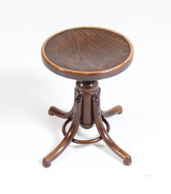 Art Nouveau Austrian Beech Bentwood Revolving Stool by Thonet, 1910s-MY-664853