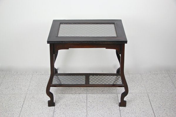 Art Nouveau Austrian Inlayed Glass Plates Side Table, 1910s-TQA-1322111