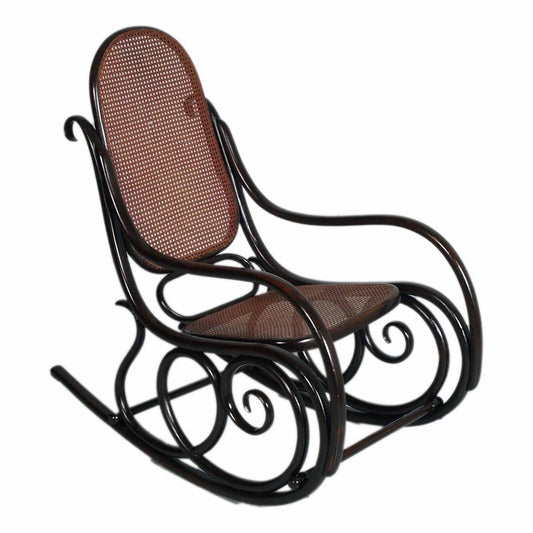 Art Nouveau Beech and Woven Rocking Chair by Jacob & Josef Kohn, 1910s