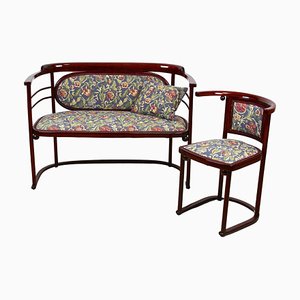 Art Nouveau Bentwood Seating Set Fledermaus by Josef Hoffmann for J&J Kohn, 1907, Set of 3-TQA-1322308