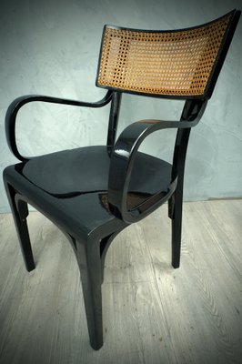 Art Nouveau Black Wood and Vienna Straw Chair, 1910s-UH-875743