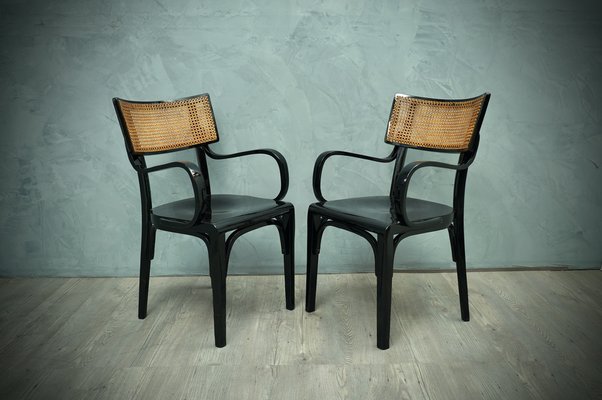 Art Nouveau Black Wood and Vienna Straw Chair, 1910s-UH-875743