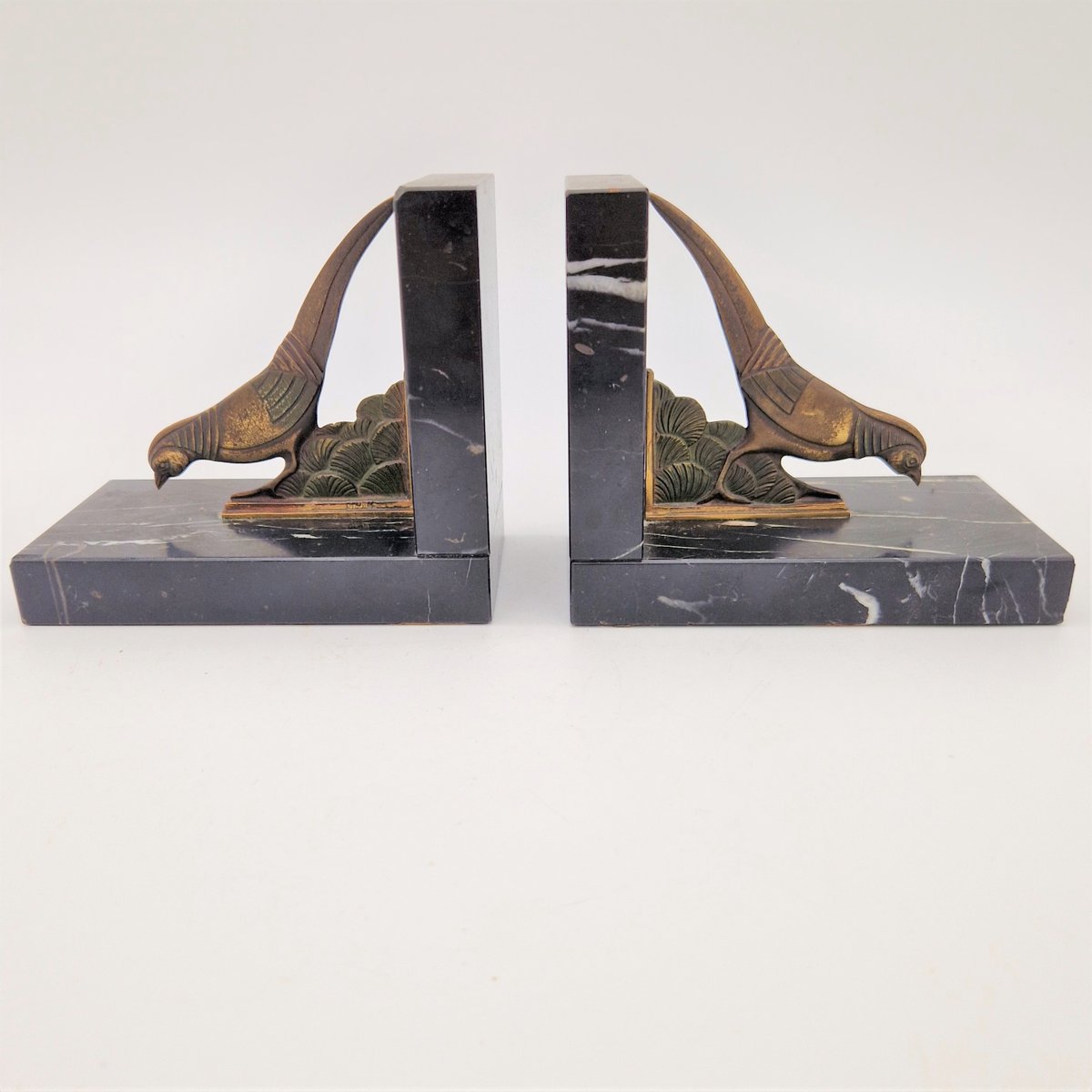 Art Nouveau Bookends with Marble Bases, 1910s, Set of 2