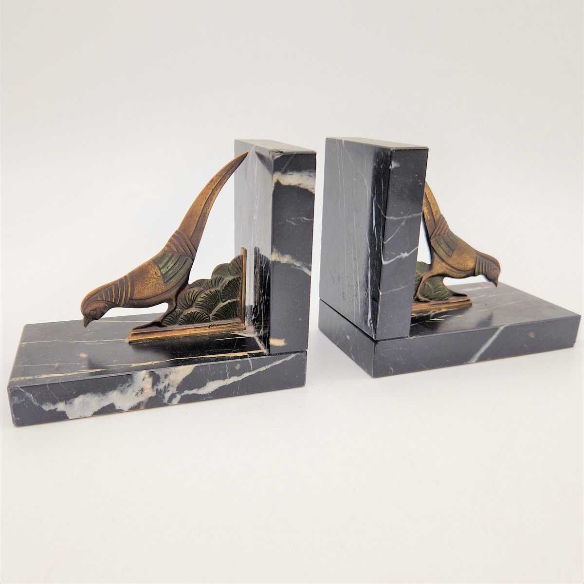 Art Nouveau Bookends with Marble Bases, 1910s, Set of 2