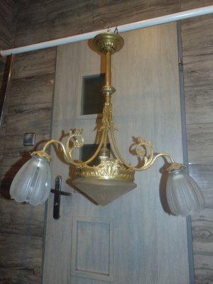 Art Nouveau Brass Chandelier-CAQ-1080181