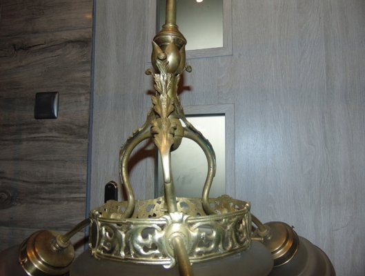 Art Nouveau Brass Chandelier-CAQ-618811