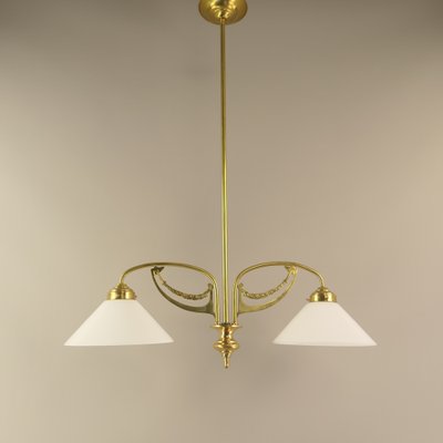 Art Nouveau Brass Chandelier, Vienna, 1910s-KDB-1750514