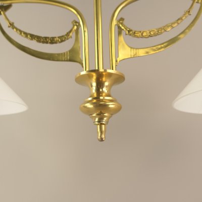 Art Nouveau Brass Chandelier, Vienna, 1910s-KDB-1750514