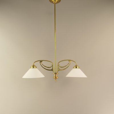 Art Nouveau Brass Chandelier, Vienna, 1910s-KDB-1750514