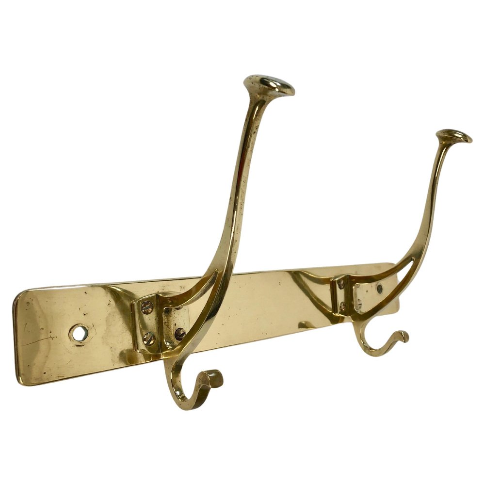 Art Nouveau Brass Coat Rack in Compact Form, Austria, 1905