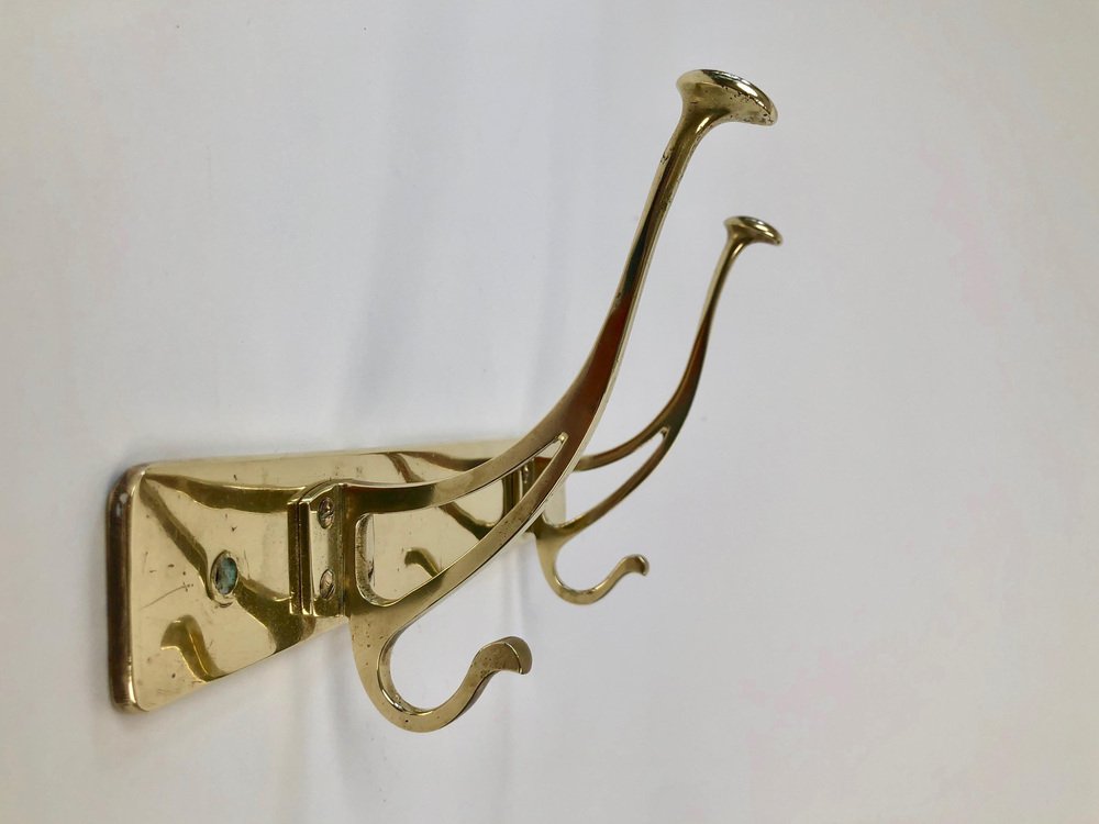 Art Nouveau Brass Coat Rack in Compact Form, Austria, 1905