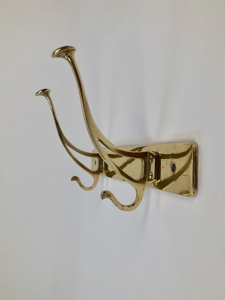 Art Nouveau Brass Coat Rack in Compact Form, Austria, 1905