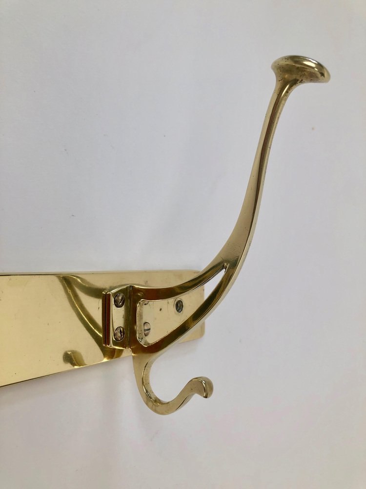 Art Nouveau Brass Coat Rack in Compact Form, Austria, 1905