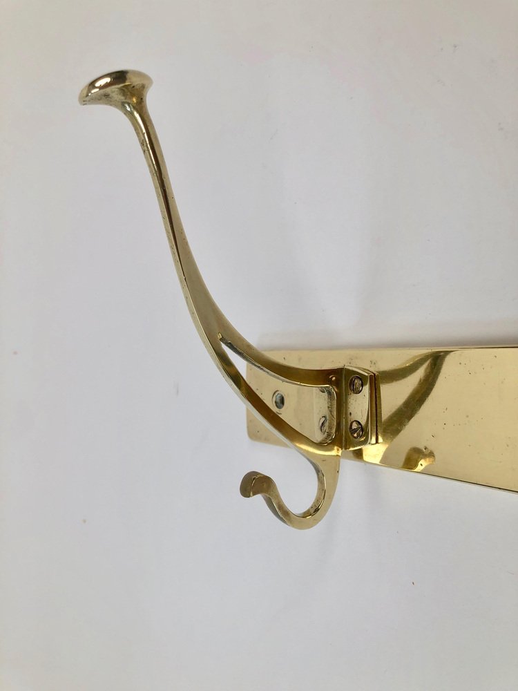 Art Nouveau Brass Coat Rack in Compact Form, Austria, 1905