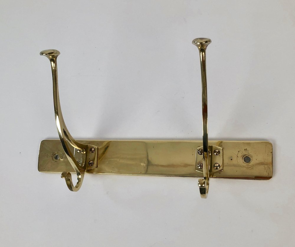 Art Nouveau Brass Coat Rack in Compact Form, Austria, 1905