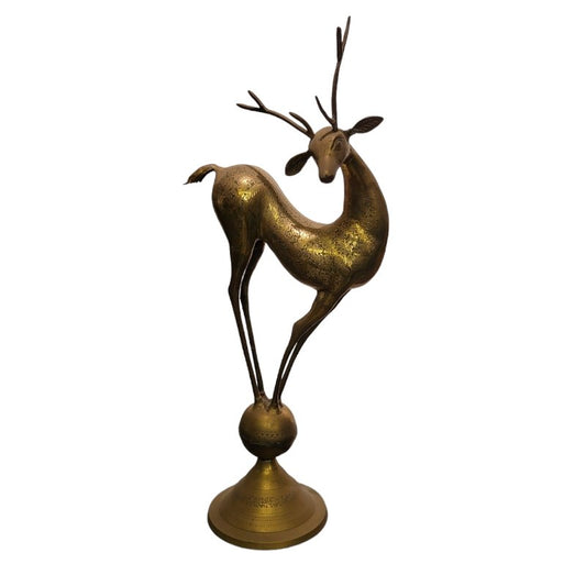 Art Nouveau Brass Deer Sculpture, 1890s-1910s