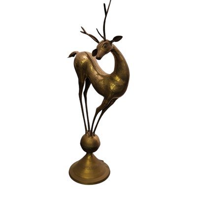 Art Nouveau Brass Deer Sculpture, 1890s-1910s-TCS-1739927