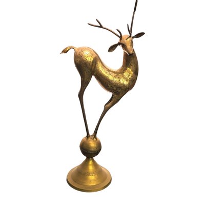 Art Nouveau Brass Deer Sculpture, 1890s-1910s-TCS-1739927