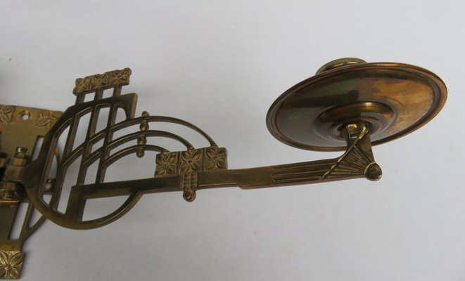 Art Nouveau Brass Piano Candleholders, Set of 2-EY-632715