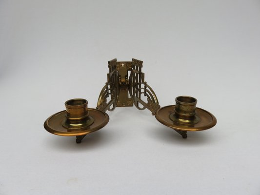 Art Nouveau Brass Piano Candleholders, Set of 2-EY-632715