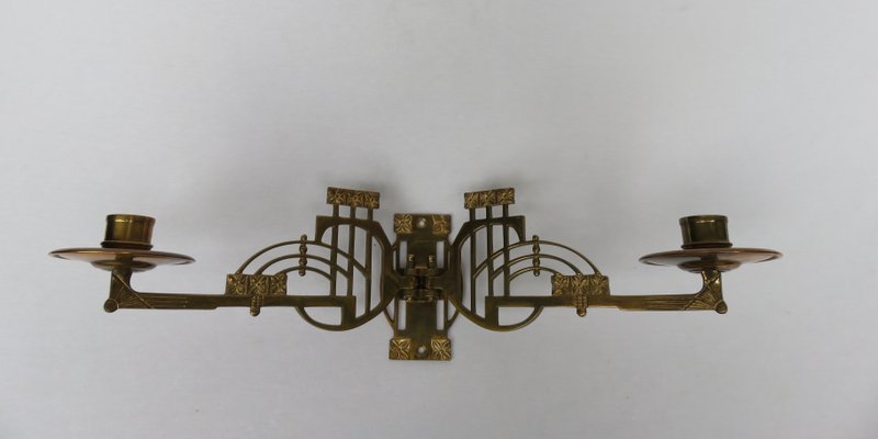 Art Nouveau Brass Piano Candleholders, Set of 2-EY-632715