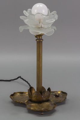 Art Nouveau Brass Table Lamp with Frog, 1930s-KEG-1065538