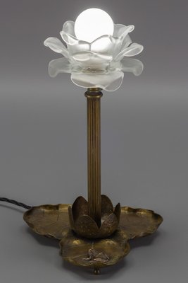 Art Nouveau Brass Table Lamp with Frog, 1930s-KEG-1065538