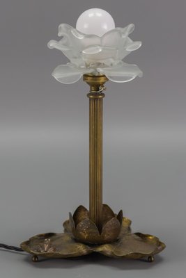 Art Nouveau Brass Table Lamp with Frog, 1930s-KEG-1065538