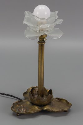 Art Nouveau Brass Table Lamp with Frog, 1930s-KEG-1065538