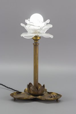 Art Nouveau Brass Table Lamp with Frog, 1930s-KEG-1065538