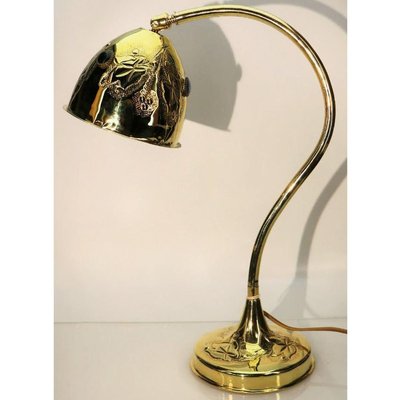 Art Nouveau Brass Table Lamp with Glass Cabochons, 1910-VDW-885980