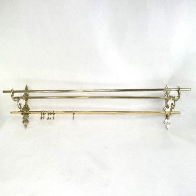 Art Nouveau Brass Wall Rack, 1920s-JUZ-1290952