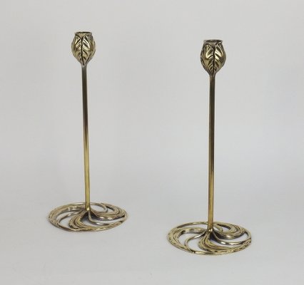 Art Nouveau Bronze Candlesticks by Abel Landry, 1902, Set of 2-LW-1750190