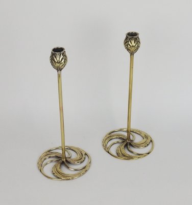 Art Nouveau Bronze Candlesticks by Abel Landry, 1902, Set of 2-LW-1750190