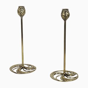 Art Nouveau Bronze Candlesticks by Abel Landry, 1902, Set of 2-LW-1750190