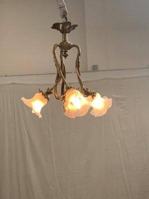 Art Nouveau Bronze Ceiling Lamp-IJR-667235